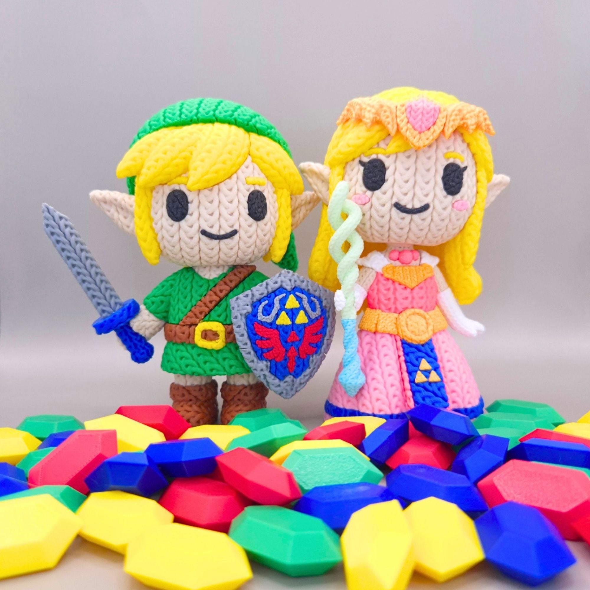 Link + Zelda - Figuras Crochet 3D